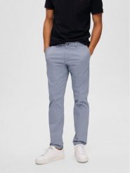 Selected Homme Chinosy New 16087663 Szary Slim Fit. Niebieskie eleganckie spodnie męskie Selected Homme, bez wzorów, z bawełny. Za 349.99 zł.