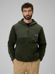 4F Polar sherpa regular z kapturem męski - khaki M. Brązowe bluzy z polaru męskie 4f, m, bez wzorów, z materiału, klasyczne, bez ramiączek, z kapturem. Za 269.99 zł.