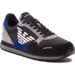 Sneakersy EMPORIO ARMANI - X4X215 XL200 A808 Black/Prus.Blu/Grey. Czarne buty sportowe na co dzień męskie Emporio Armani, z materiału, eleganckie. W wyprzedaży za 449.00 zł.