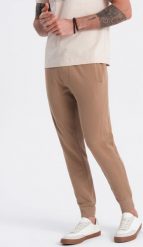 Ombre Spodnie męskie dresowe typu jogger - brązowe V2 OM-PABS-0173 L. Brązowe spodnie dresowe męskie Ombre, bez wzorów, z dresówki. Za 89.99 zł.