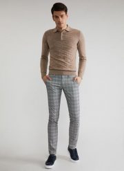 Spodnie męskie w kratę P22SF-WX-005-S-0. Szare spodnie na co dzień męskie Pako Lorente, bez wzorów, z elastanu, casualowe, długie. Za 99.99 zł.