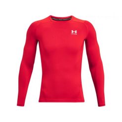 Koszulka męska termoaktywna UNDER ARMOUR HeatGear długi rękaw. Czerwone bielizna termoaktywna męska Under Armour, m, bez wzorów, bez ramiączek, do biegania. Za 119.99 zł.