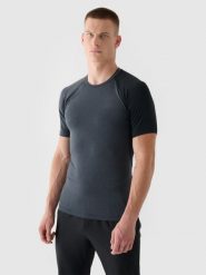 4F Koszulka do biegania szybkoschnąca męska - czarna S. Czarne t-shirty sportowe męskie 4f, m, bez wzorów, z dzianiny, klasyczne, bez ramiączek. W wyprzedaży za 59.99 zł.