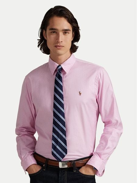 Polo Ralph Lauren Koszula 710P06688003 Różowy Custom Fit. Czerwone koszule męskie Polo Ralph Lauren, m, bez wzorów, z bawełny, bez kołnierzyka, bez ramiączek. Za 529.99 zł.