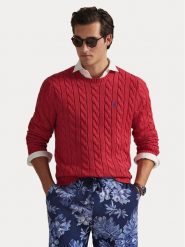 Polo Ralph Lauren Sweter 710775885525 Czerwony Regular Fit. Czerwone kardigany męskie Polo Ralph Lauren, l, bez wzorów, z bawełny, bez ramiączek. Za 839.99 zł.