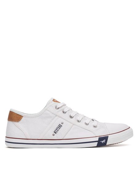 Mustang Trampki 4058-310 Biały. Białe trampki męskie Mustang, bez wzorów, z materiału, bez zapięcia. Za 229.99 zł.