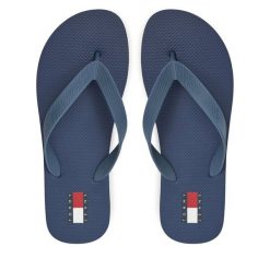 Japonki Tommy Jeans. Niebieskie klapki i japonki męskie Tommy Jeans, bez wzorów, z jeansu. Za 89.99 zł.