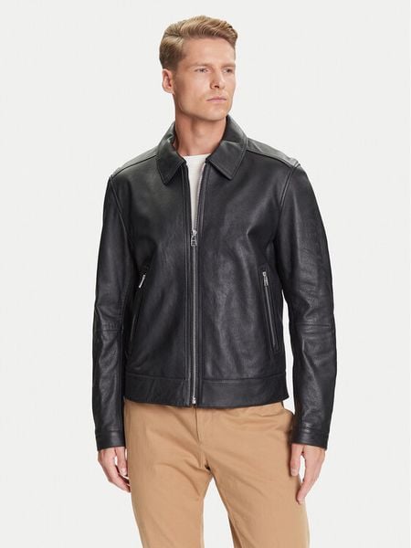 BOSS Kurtka skórzana H-Mapson4 50543214 Czarny Regular Fit. Czarne kurtki męskie Boss, m, bez wzorów, ze skóry, bez ramiączek, bez kaptura. Za 1,719.00 zł.
