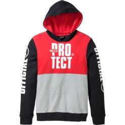 Bluza z nadrukiem Slim Fit bonprix czarno-czerwono-jasnoszary melanż. Bluzy nierozpinane męskie marki bonprix. Za 79.99 zł.