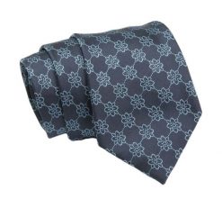 Klasyczny Krawat, Granatowo-Niebieski w Kwiatki, Męski, 7cm -Angelo di Monti. Niebieskie krawaty i muchy męskie Angelo di Monti, bez wzorów, z tkaniny, eleganckie. Za 45.00 zł.