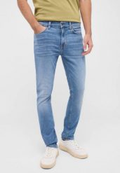 Męskie Spodnie Jeansowe MUSTANG Frisco Skinny Denim Blue 1016307 5000 583. Niebieskie jeansy męskie Mustang, bez wzorów, z denimu. Za 199.99 zł.