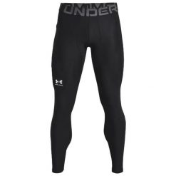 Męska fitness legginsy termoaktywne Under Armour Heatgear Compression czarny. Czarne bielizna termoaktywna męska Under Armour, m, bez wzorów, bez ramiączek, na fitness i siłownię. Za 222.50 zł.