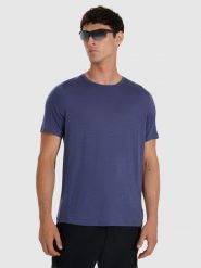 4F Koszulka trekkingowa z wełną merino męska - niebieska XL. Niebieskie t-shirty męskie 4f, m, bez wzorów, z materiału, bez kołnierzyka, bez ramiączek. Za 199.99 zł.