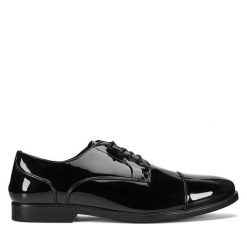 Półbuty Lanetti. Czarne eleganckie półbuty męskie Lanetti, wizytowe, bez obcasa, bez zapięcia. Za 129.99 zł.