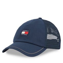 Czapka z daszkiem Tommy Jeans. Niebieskie czapki męskie Tommy Jeans, bez wzorów, z jeansu. Za 139.99 zł.