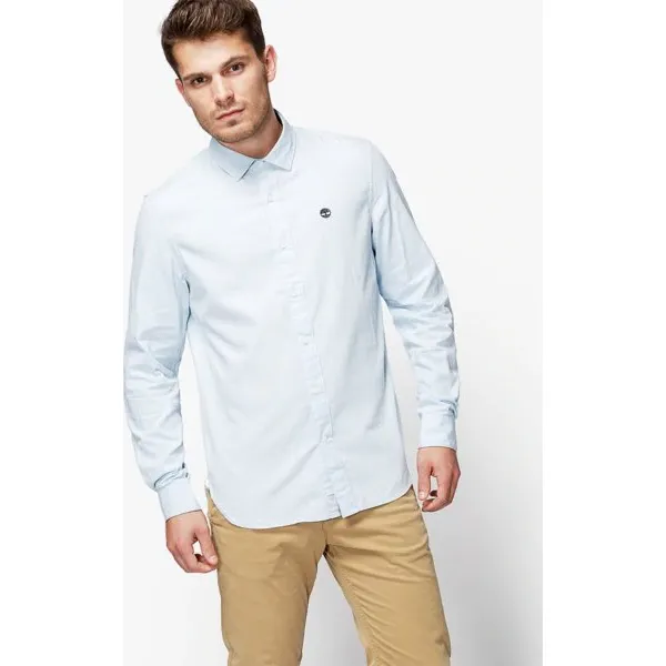 Timberland Koszula Ls Milford Solid Oxford Slim , niebieski, rozmiar L. Niebieskie koszule męskie Timberland, l, bez wzorów, z bawełny, bez kołnierzyka, bez ramiączek. W wyprzedaży za 259.99 zł.