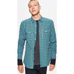 Koszula w drobną kratkę BASIC - Turkusowy. Koszule męskie marki Cropp. W wyprzedaży za 39.99 zł.