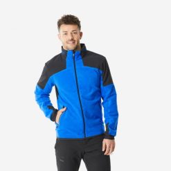 Polar turystyczny męski Quechua MH500 mountain. Niebieskie bluzy z polaru męskie QUECHUA, l, bez wzorów, z materiału, sportowe, bez ramiączek, bez kaptura. Za 219.99 zł.