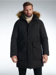 Kurtka parka - czarny. Czarne parki męskie Sinsay, l, bez wzorów, bez kaptura. Za 199.99 zł.