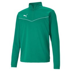 Bluza piłkarska męska Puma teamRISE 1 4 Zip Top. Zielone bluzy nierozpinane męskie Puma, l, bez wzorów, sportowe, bez ramiączek, bez kaptura. Za 118.90 zł.
