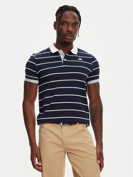 Robe di Kappa Polo Masao 64131FW Granatowy Slim Fit. Niebieskie koszulki polo męskie Robe di Kappa, l, bez wzorów, z bawełny, bez kołnierzyka, bez ramiączek. Za 139.99 zł.