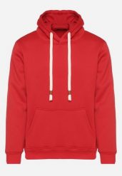 Czerwona Bluza z Bawełną Kapturem i Kieszenią Typu Kangurek Norrise. Czerwone bluzy z kapturem męskie Born2be, l, bez wzorów, z bawełny. Za 79.99 zł.