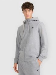 4F Bluza dresowa rozpinana z kapturem męska - szara L. Szare bluzy rozpinane męskie 4f, l, bez wzorów, z dresówki, bez ramiączek, z kapturem. Za 159.99 zł.