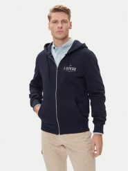Tommy Hilfiger Bluza Stacked MW0MW39375 Granatowy Regular Fit. Niebieskie bluzy rozpinane męskie Tommy Hilfiger, m, bez wzorów, z bawełny, bez ramiączek, bez kaptura. Za 369.99 zł.