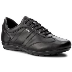 Półbuty Geox. Czarne codzienne półbuty męskie Geox, bez wzorów, bez obcasa, bez zapięcia. Za 449.99 zł.