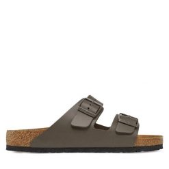 Klapki Birkenstock. Brązowe klapki i japonki męskie Birkenstock, bez wzorów. Za 399.99 zł.