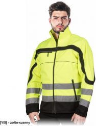 NEMO - męska kurtka SOFTSHELL ochronna, stójka, 3 kieszenie, powłoka 100% poliester, pasy odblaskowe - żółto-czarny M. Brązowe kurtki męskie Reis, m, bez wzorów, z poliesteru, bez ramiączek, bez kaptura. Za 171.54 zł.