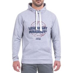 Bluza w kolorze jasnoszarym. Szare bluzy nierozpinane męskie Jeep, m, bez wzorów, bez ramiączek, bez kaptura. W wyprzedaży za 114.95 zł.