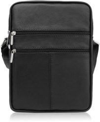 Saszetka męska listonoszka na ramię skórzana czarna Abruzzo ABR-03. Czarne saszetki męskie Abruzzo, bez wzorów. Za 266.92 zł.