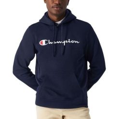 Bluza męska z kapturem męska do turystytki Champion Hooded Sweatshirt granatowa. Niebieskie bluzy nierozpinane męskie CHAMPION, m, bez wzorów, z kapturem. Za 313.16 zł.