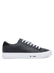 Tommy Hilfiger Tenisówki Th Hi Vulc Street Stitch FM0FM05645 Czarny. Czarne trampki męskie Tommy Hilfiger, bez wzorów, ze skóry, street, bez zapięcia. Za 339.99 zł.