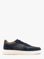 Granatowe sneakersy męskie. Niebieskie buty sportowe na co dzień męskie Ryłko, m, bez wzorów, ze skóry, bez ramiączek, bez kaptura. W wyprzedaży za 379.99 zł.