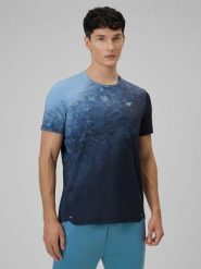 4F Koszulka treningowa regular szybkoschnąca męska - niebieska M. Niebieskie t-shirty męskie 4f, m, bez wzorów, ze skóry, sportowe, bez ramiączek. Za 139.99 zł.