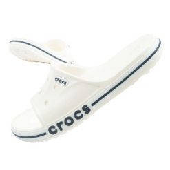 Klapki Crocs Bayaband Slide M 205392-126 białe. Białe klapki i japonki męskie bez wzorów. W wyprzedaży za 210.26 zł.