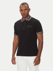 Versace Jeans Couture Polo 78GAGT02 Czarny Regular Fit. Czarne koszulki polo męskie Versace Jeans Couture, m, bez wzorów, z bawełny, bez kołnierzyka, bez ramiączek. Za 759.99 zł.