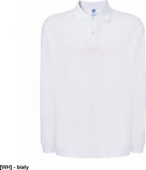 JHK PORA210LS - polo męskie długi rękaw, dwa guziki, boczne rozcięcia, dłuższe na pleach, 100% bawełna 200 - 210g - biały 4XL. Białe koszulki męskie z długim rękawem JHK, m, bez wzorów, z bawełny, bez kołnierzyka, bez ramiączek. Za 49.27 zł.