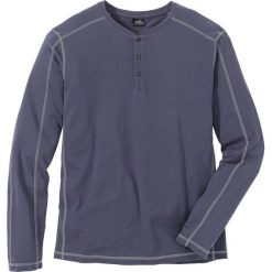 Shirt z bawełny pique, z długim rękawem i plisą guzikową Regular Fit bonprix niebieski. Koszulki męskie z długim rękawem marki bonprix. Za 32.99 zł.