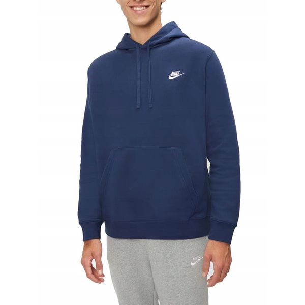 Bluza na co dzień męska NIKE SPORTSWEAR CLUB z kapturem. Niebieskie bluzy nierozpinane męskie Nike, m, bez wzorów, z kapturem. Za 279.00 zł.