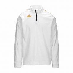 Kurtka z dresu Kappa Gassolo. Białe kurtki męskie Kappa, bez wzorów, z dresówki, sportowe, bez ramiączek, bez kaptura. Za 246.50 zł.