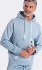 Ombre Bluza męska dresowa kangurka z kapturem - niebieska V7 OM-SSBN-0177 L. Niebieskie bluzy nierozpinane męskie Ombre, l, bez wzorów, z dresówki, z kapturem. Za 109.99 zł.