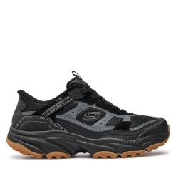 Trekkingi Skechers. Czarne buty trekkingowe męskie Skechers, bez wzorów, sportowe, bez obcasa, bez zapięcia. Za 359.99 zł.
