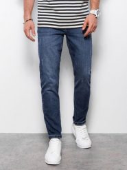 Ombre Spodnie męskie jeansowe z przetarciami REGULAR FIT - ciemnoniebieskie V4 OM-PADP-0102 XL. Niebieskie spodnie dresowe męskie Ombre, bez wzorów, z jeansu. Za 99.99 zł.