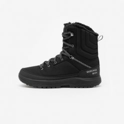 Buty turystyczne męskie Quechua NH100 Mid wodoodporne. Czarne buty trekkingowe męskie QUECHUA, na zimę, bez wzorów, sportowe, przed kolano, bez obcasa, bez zapięcia. Za 199.99 zł.