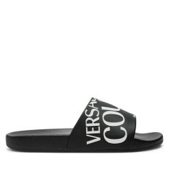 Klapki Versace Jeans Couture. Czarne klapki i japonki męskie Versace Jeans Couture, bez wzorów, z jeansu. Za 199.99 zł.
