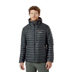 Kurtka puchowa męska Rab Microlight Alpine Jacket z kapturem. Żółte kurtki męskie RAB, m, bez wzorów, z puchu, sportowe, bez ramiączek, z kapturem. Za 1,099.99 zł.