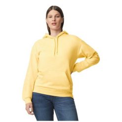 Bluza Z Kapturem Dla Dorosłych Unisex Softstyle Fleece Midweight. Żółte bluzy nierozpinane męskie GILDAN, m, bez wzorów, bez ramiączek, z kapturem. Za 112.99 zł.